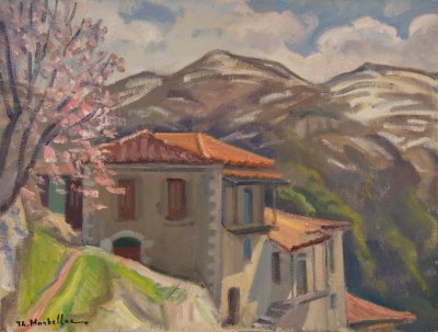 Derveni Area, Earth Mounds — Oil painting, Canvas, 46.00×61.00cm — Theodoros Markellos